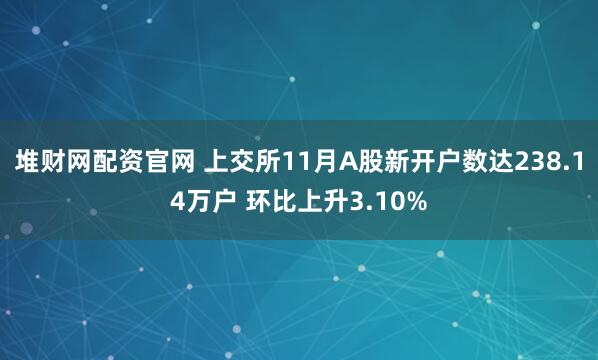 堆财网配资官网 上交所11月A股新开户数达238.14万户 环比上升3.10%